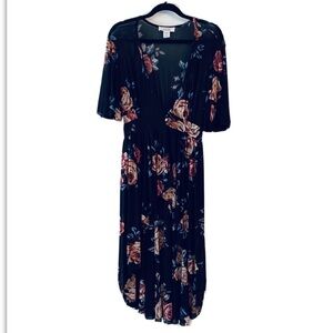 LIFE Sheer Stretch Floral High Low Cardigan. Large long line duster cover up